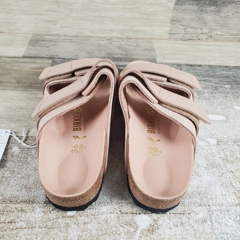 Birkenstock Uji Unisex Slides Sandals Womens 5 New Beige Nubuck Leather NWOB
